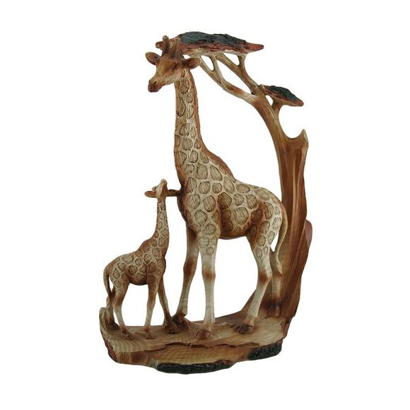 Giraffe Family Carved Wood Look Resin Statue - Picture 1 of 4